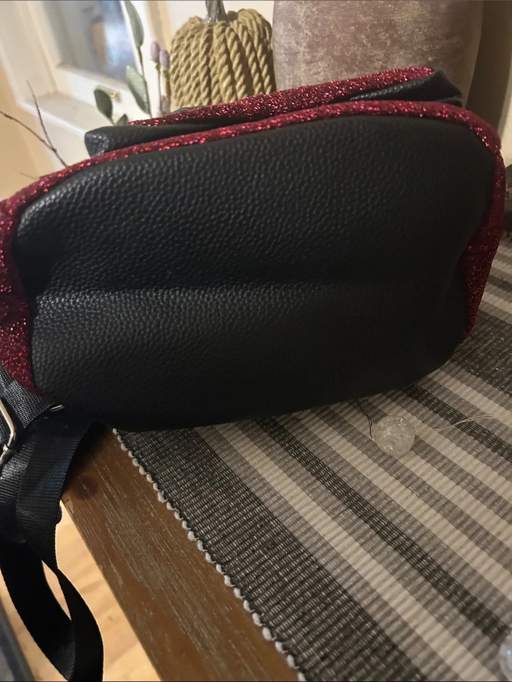adidas Sparkle Burgundy Mini Backpack with Front Zip - Picture 7 of 11